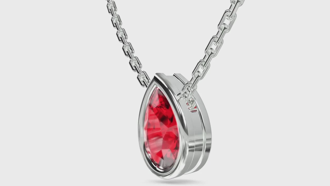 Ruby Pendant Necklace in White Gold